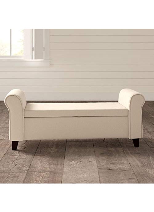BLACK OAK - BLACK OAK 19" Carlos 2 Seater Sofa Couch Poufffe Storage Ottoman (Standard, Beige) - Image 1