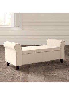 BLACK OAK BLACK OAK 19" Carlos 2 Seater Sofa Couch Poufffe Storage Ottoman (Standard, Beige)  - Image 4