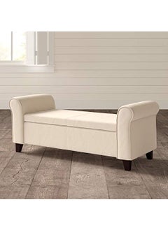 BLACK OAK BLACK OAK 19" Carlos 2 Seater Sofa Couch Poufffe Storage Ottoman (Standard, Beige)  - Image 2