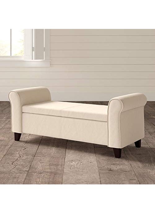 BLACK OAK - BLACK OAK 19" Carlos 2 Seater Sofa Couch Poufffe Storage Ottoman (Standard, Beige) - Image 1