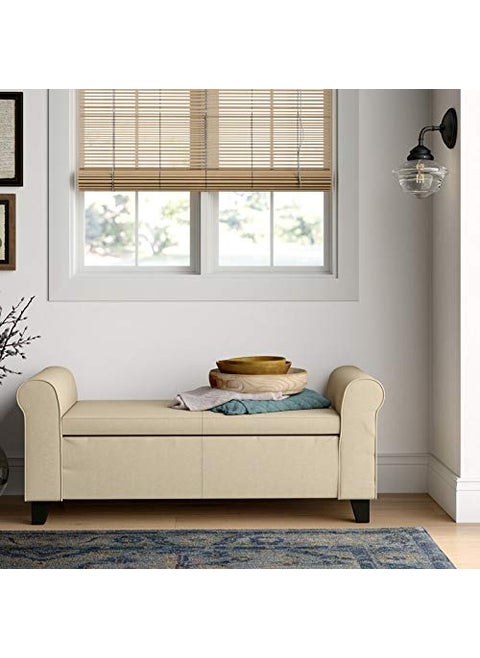 BLACK OAK 19" Carlos 2 Seater Sofa Couch Poufffe Storage Ottoman (Standard, Beige)