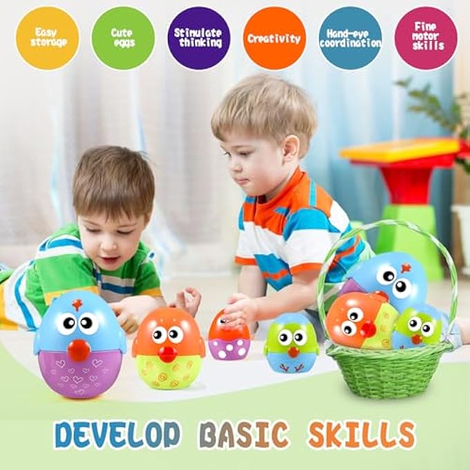 EASTER GIFTS CHILDREN FROM 1-5 YEARS, EASTER EGGS TOY GIFTS MATCHING EGGS COLOUR & SHAPE DETECTION SORTER SKILLS TOY FOR TODDLERS, MATCHING EGG SET EASTER EGG - Image 4