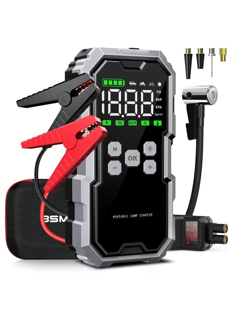 Generic 4 in 1 Car jump starter 21800mAh 12V Power Bank Type C USB Charger Flashlight 150 PSI Air Compressor Peak Current 6000A  - Image 1
