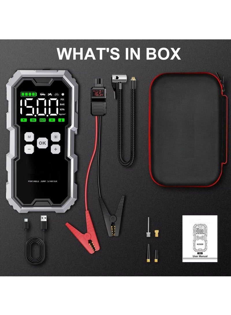 Generic 4 in 1 Car jump starter 21800mAh 12V Power Bank Type C USB Charger Flashlight 150 PSI Air Compressor Peak Current 6000A  - Image 4