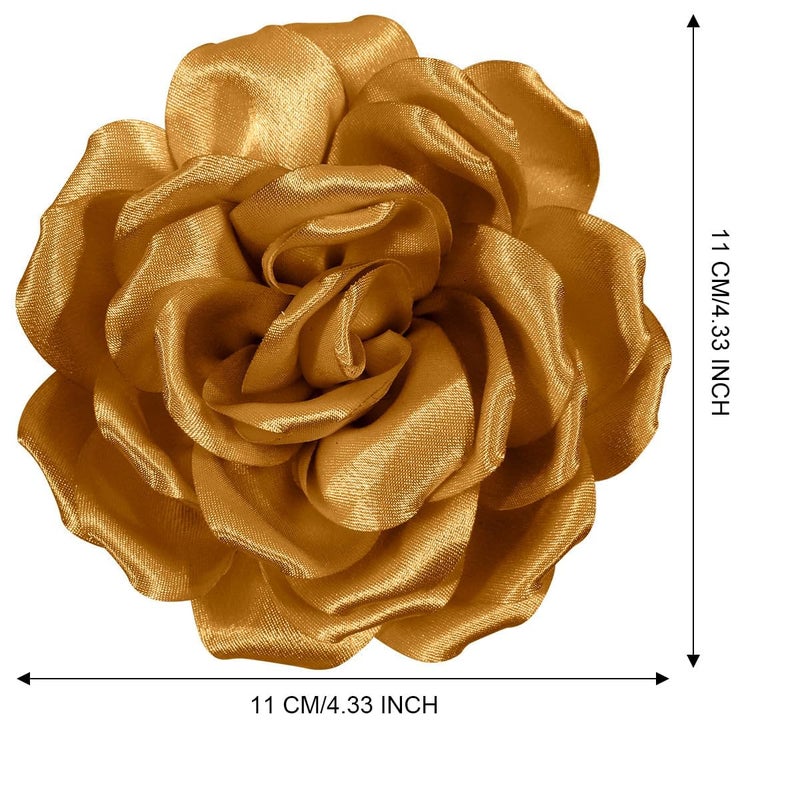 Merdia 4.3 Inches Rose Hair Clips Flower Brooch and Pins | Satin Fabric Large Flower Brooches for Women | Lapel Pins Fabric Flowers Brooch Pin for Wedding | Floral Brooches Cloth Accessories for Dance Party - Image 4