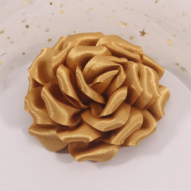 Merdia 4.3 Inches Rose Hair Clips Flower Brooch and Pins | Satin Fabric Large Flower Brooches for Women | Lapel Pins Fabric Flowers Brooch Pin for Wedding | Floral Brooches Cloth Accessories for Dance Party - Image 2