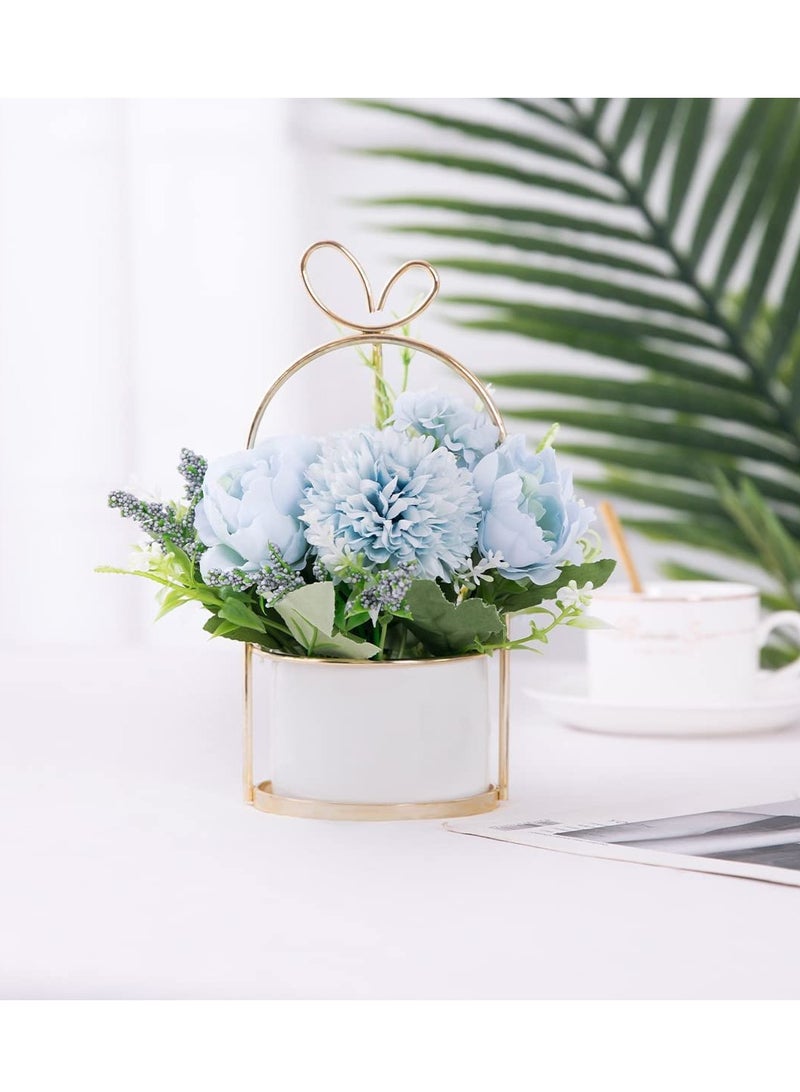 SYOSI أزهار هيدرانجيا الصناعية، أزهار هيدرانجيا الاصطناعية لهدايا عيد الأم، أزهار هيدرانجيا الحريرية الزائفة لمراكز حفلات الزفاف وديكور الحفلات، أقحوان مزروع أزرق - Image 2