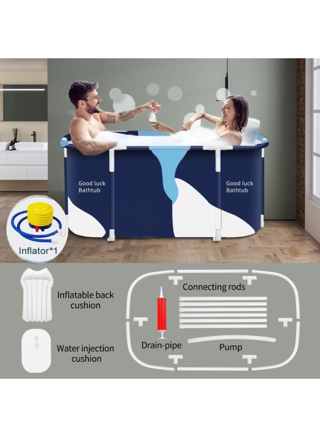 LuckyNov Extra Large Foldable Bathtub Freestanding Soaking Bathing Tub for Adult Bathroom Folding SPA Tub for Shower Stall, Separate Family Bathroom SPA Tub for Hot Ice Bath (140cm/55inch) - Image 3