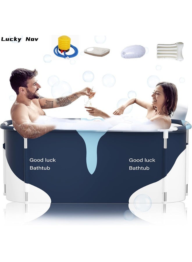LuckyNov Extra Large Foldable Bathtub Freestanding Soaking Bathing Tub for Adult Bathroom Folding SPA Tub for Shower Stall, Separate Family Bathroom SPA Tub for Hot Ice Bath (140cm/55inch) - Image 1