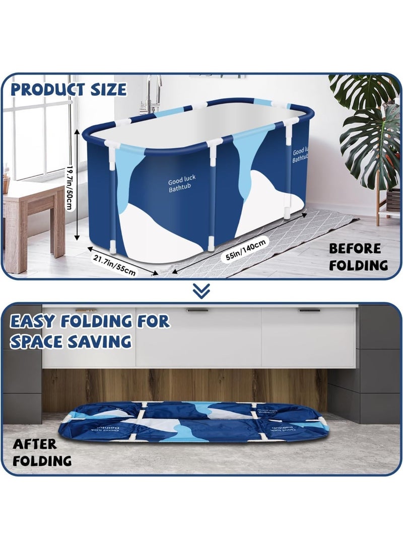 LuckyNov Extra Large Foldable Bathtub Freestanding Soaking Bathing Tub for Adult Bathroom Folding SPA Tub for Shower Stall, Separate Family Bathroom SPA Tub for Hot Ice Bath (140cm/55inch) - Image 2