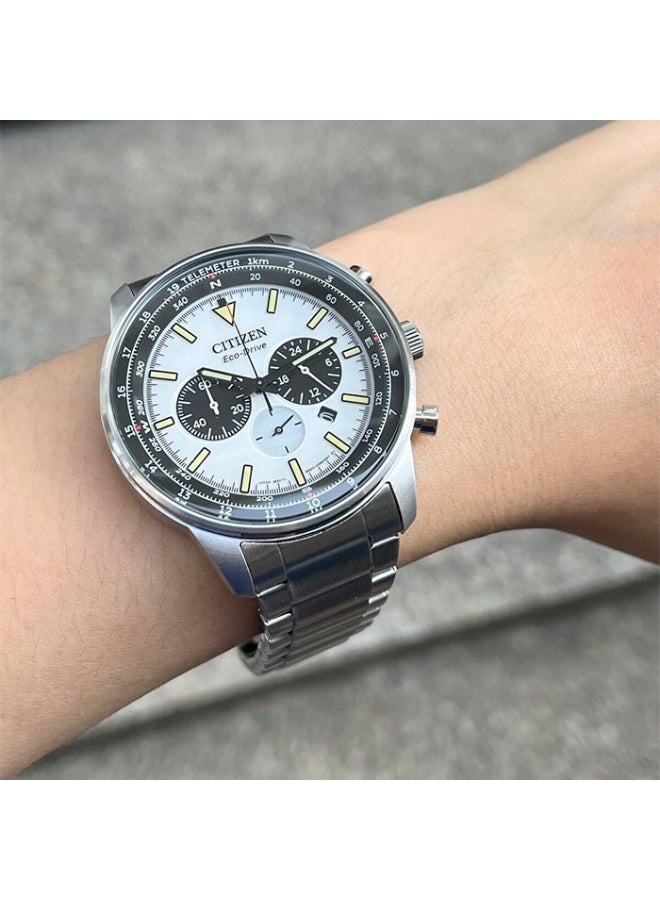 سيتيزن Eco‑Drive Chronograph CA4500‑91A, 44 mm White Dial, Stainless Steel Case & Bracelet, 100 m WR - Image 5