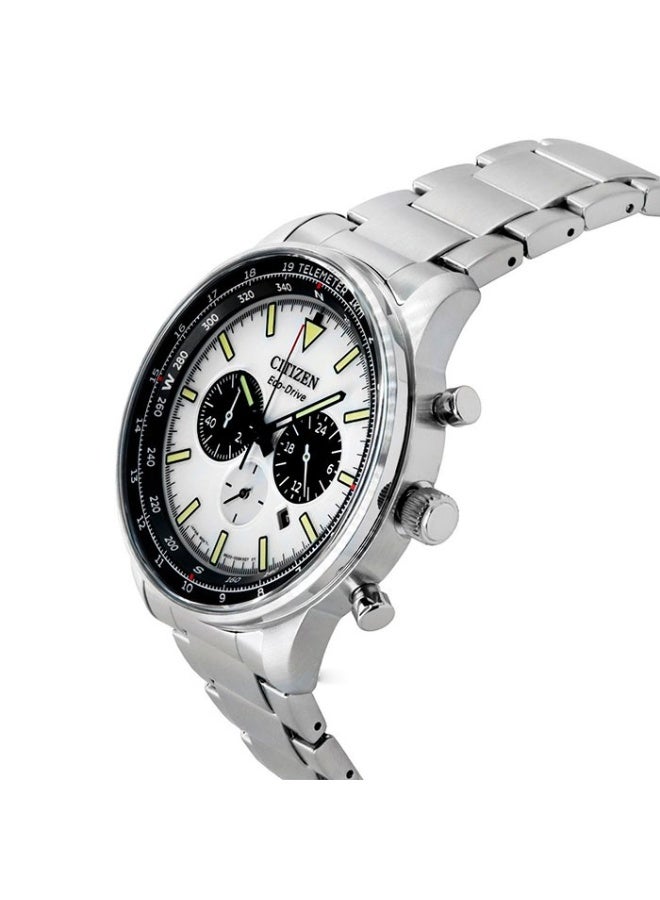 سيتيزن Eco‑Drive Chronograph CA4500‑91A, 44 mm White Dial, Stainless Steel Case & Bracelet, 100 m WR - Image 2