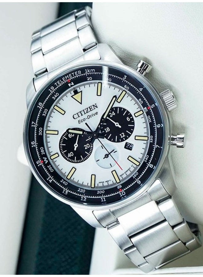 سيتيزن Eco‑Drive Chronograph CA4500‑91A, 44 mm White Dial, Stainless Steel Case & Bracelet, 100 m WR - Image 1