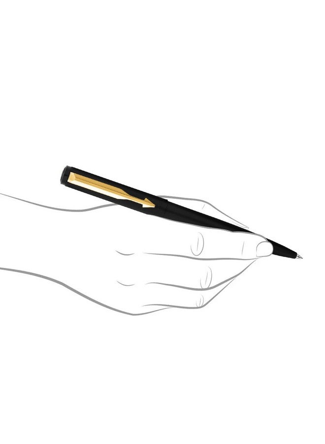 باركر قلم حبر جاف فيكتور أسود غير لامع بحواف ذهبية | لون الحبر - أزرق | هدية للموظفين | قلم رائد للمحترفين - Image 3