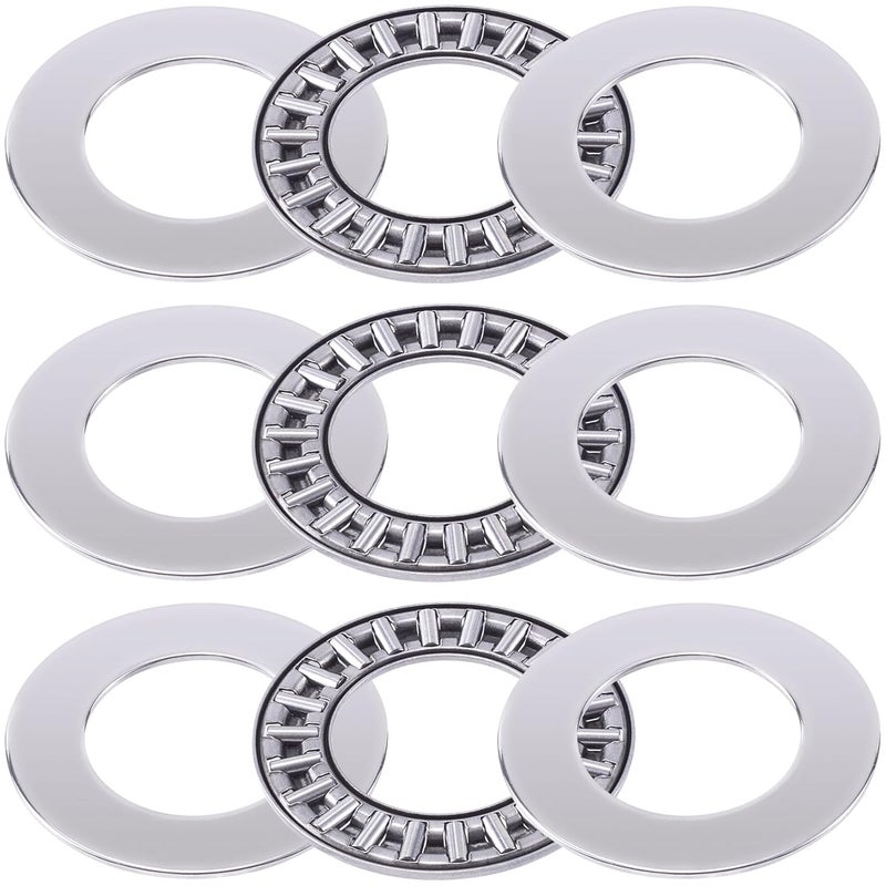 OIIKI OIIKI 3 Sets AXK2035 Needle Roller Bearings with 2 AS Washers OD 35mm ID 20mm Thick 4mm Small Bearings Thrust Bearings for Mower Lawn Tractor Automotive  - Image 1
