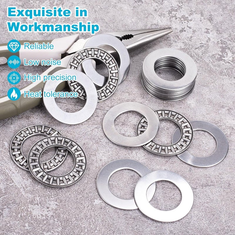 OIIKI OIIKI 3 Sets AXK2035 Needle Roller Bearings with 2 AS Washers OD 35mm ID 20mm Thick 4mm Small Bearings Thrust Bearings for Mower Lawn Tractor Automotive  - Image 5