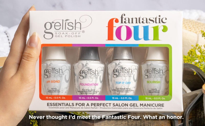 Gelish مجموعة جيليش فانتاستيك فور الأساسية - لمعان يدوم طويلاً، خالي من الرقائق، تشطيب متين، نظام مانكير كامل لأظافر بجودة صالون في المنزل - تشمل الأساس، والتشطيب النهائي، ورابط pH، والتغذية. - Image 5