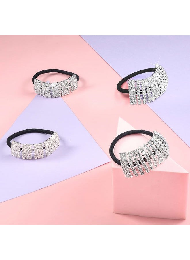 Yingzhao - 10 Pcs Rhinestones Hair Ties Bling Hair Bands and Clip Barrettes Glitter Crystal Ponytail Holders Silver Gold Scrunchies Accessories for Valentine's Day Women Girls Birthday Mother's Day Gift - Image 1