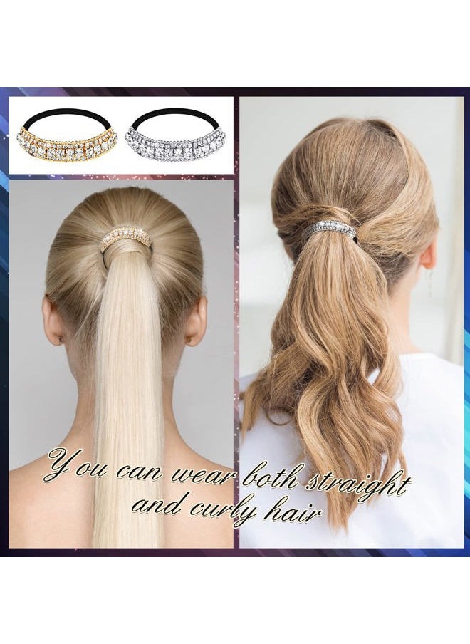 Yingzhao - 10 Pcs Rhinestones Hair Ties Bling Hair Bands and Clip Barrettes Glitter Crystal Ponytail Holders Silver Gold Scrunchies Accessories for Valentine's Day Women Girls Birthday Mother's Day Gift - Image 1