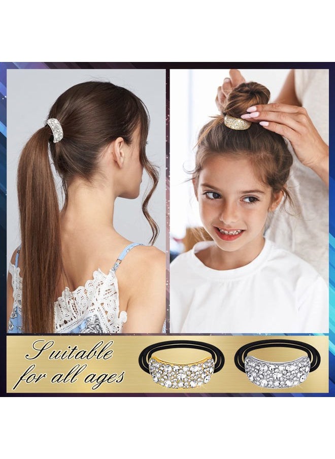 Yingzhao - 10 Pcs Rhinestones Hair Ties Bling Hair Bands and Clip Barrettes Glitter Crystal Ponytail Holders Silver Gold Scrunchies Accessories for Valentine's Day Women Girls Birthday Mother's Day Gift - Image 1