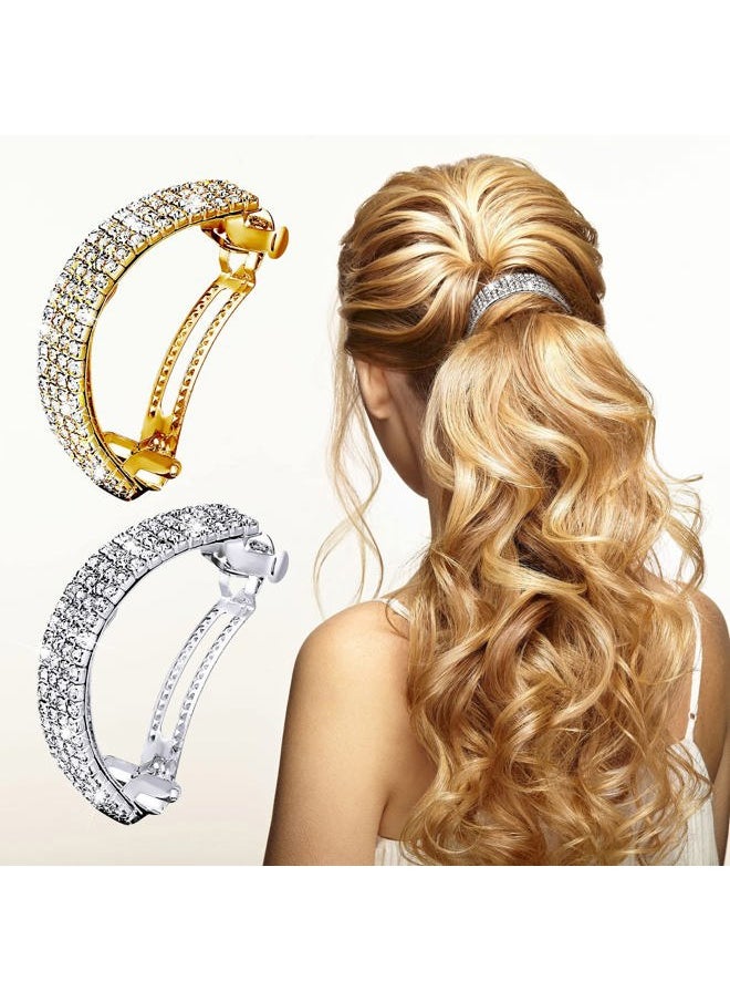 Yingzhao - 10 Pcs Rhinestones Hair Ties Bling Hair Bands and Clip Barrettes Glitter Crystal Ponytail Holders Silver Gold Scrunchies Accessories for Valentine's Day Women Girls Birthday Mother's Day Gift - Image 1
