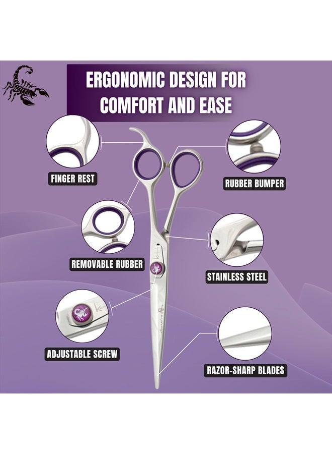Kenchii Scorpion 8 Inch, Curved Grooming Scissors for Dogs and Pets - Premium Steel Scissors for Dog Grooming - Dog Shears Pet Grooming Accessories - Pet Hair Trimming Scissor - Image 3