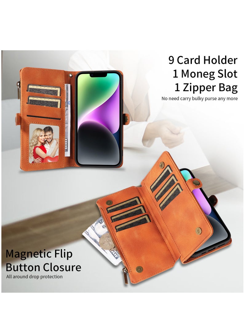 Gerenic Phone Case, Compatible with iPhone 15/15Plus/15Pro/15Pro Max, Phone Cover with RFID Blocking, Zipper Credit Card Holder, Flip Folio Book PU Leather Phone Case, Shockproof Cover for Women Men  - Image 4
