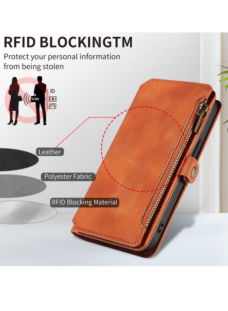 Gerenic Phone Case, Compatible with iPhone 15/15Plus/15Pro/15Pro Max, Phone Cover with RFID Blocking, Zipper Credit Card Holder, Flip Folio Book PU Leather Phone Case, Shockproof Cover for Women Men  - Image 2