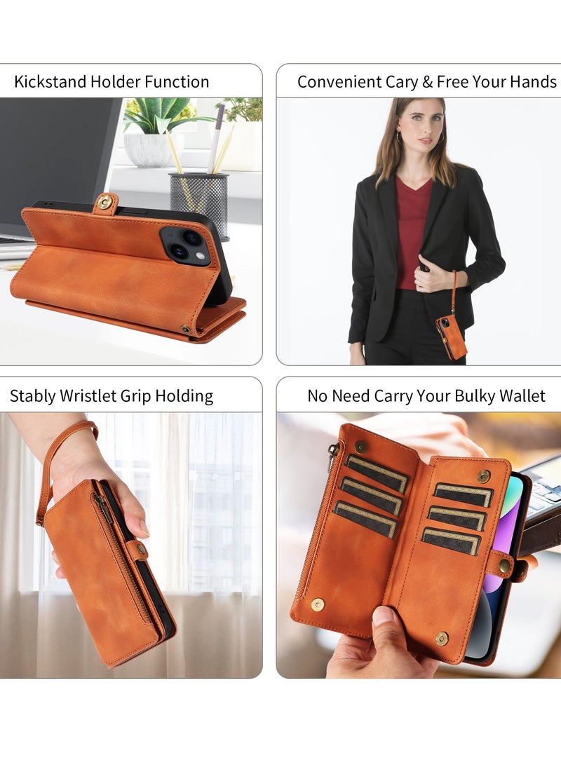Gerenic Phone Case, Compatible with iPhone 15/15Plus/15Pro/15Pro Max, Phone Cover with RFID Blocking, Zipper Credit Card Holder, Flip Folio Book PU Leather Phone Case, Shockproof Cover for Women Men  - Image 3