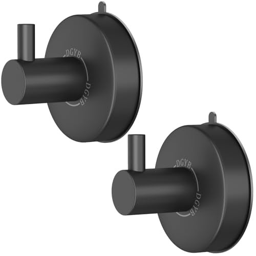 DGYB Suction Cup Hooks - Set of 2 Towel Hooks for Bathrooms - SUS 304 Stainless Steel - Grey - 15 Lb Capacity - Image 1
