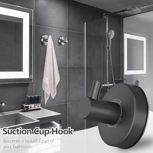DGYB Suction Cup Hooks - Set of 2 Towel Hooks for Bathrooms - SUS 304 Stainless Steel - Grey - 15 Lb Capacity - Image 4