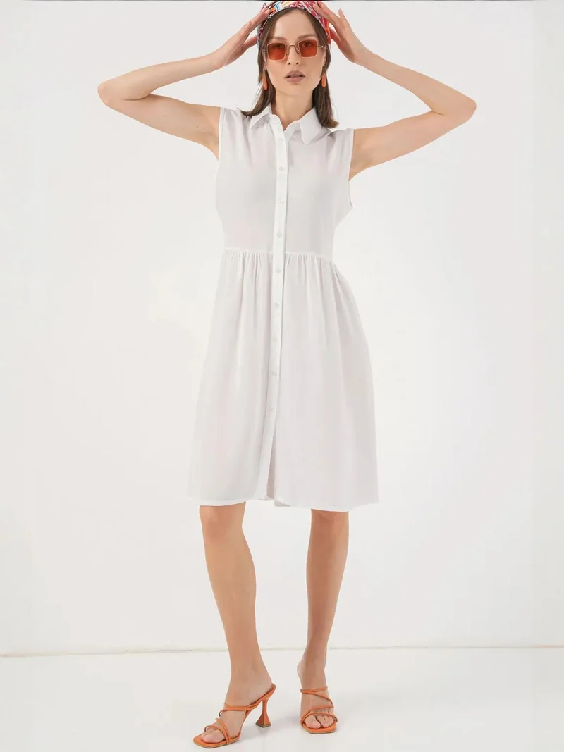 BIG DART BDART Sleeveless Button-Up Midi Dress with Shirt Collar