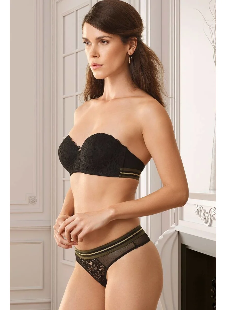 بيير كاردان Women's Strapless Soft Push Up Bra Set