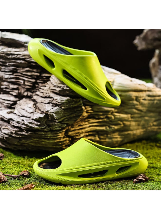 Xggc Trendy Slippers For Men, Summer Outdoor Wear, Sports, Durable Thick Sole, Non-slip Sandals For Men, Fluorescent Green, Size 40-41