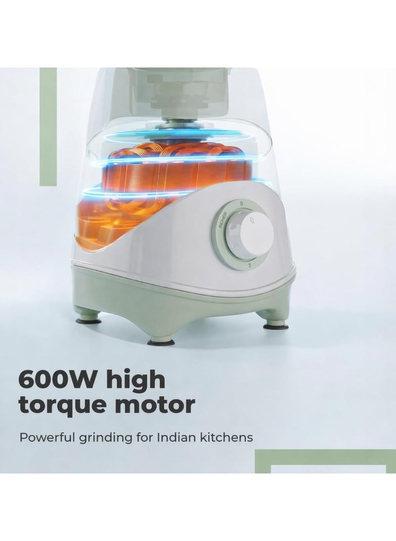Lifelong Mixer Grinder for Kitchen | 3 Jar 600Watt Mixie with Chutney Jar, Liquidizing Jar & Wet Grinder | Blender for Juices, Smoothies & Purees with Stainless Steel Blades, 3-Speed & Pulse Function - Image 2