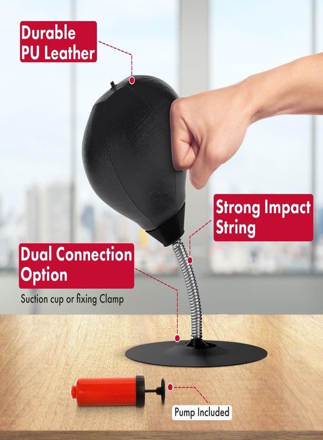 GLACIAL Stress Relief Desktop Punching Bag I Comes with Desk Clamp and Extra Strong Suction Cup I Black - Image 2