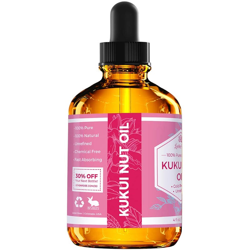 Leven Rose Kukui Nut Oil 4 oz â€“ Cold-Pressed and Unrefined Hair & Face Moisturizer with Dropper â€“ Unscented Pure Face Oil for Women and Men â€“ Nourishing & Moisturizing for All Skin Types - Image 3
