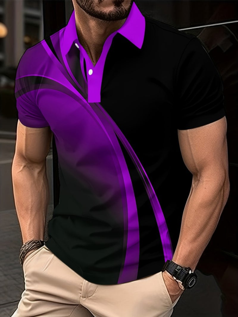 2025 Summer Men'S Casual Fashion Simple Trendyy Short-Sleeved Polo Shirt Buttons - Image 1