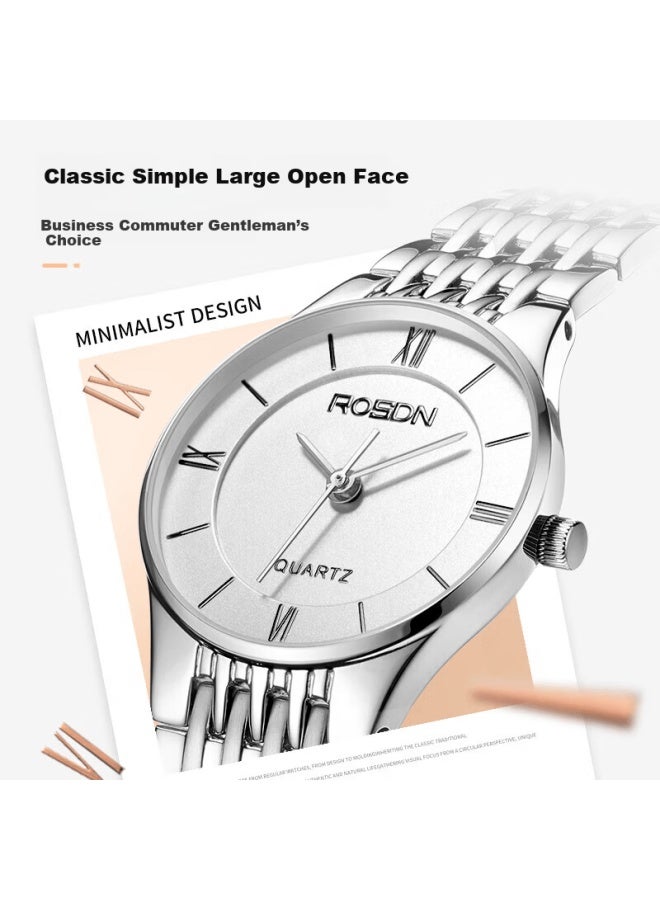 Rosdn Men's Quartz Watch Steel Band Minimalist Ultra-thin Waterproof Couple Watch Birthday New Year Gift For Boyfriend - Image 3