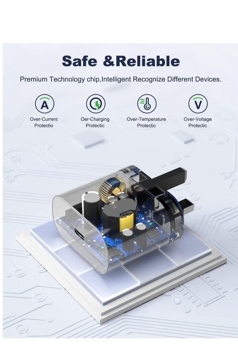 25W Super Fast Charger Type C for Samsung Galaxy S24, S23, S22, S22 Ultra, S22+, S21, S20, A15, A25, A35, A55 5G, A05, A54, A53, A34, A32 TAB, Without Cable - Image 2