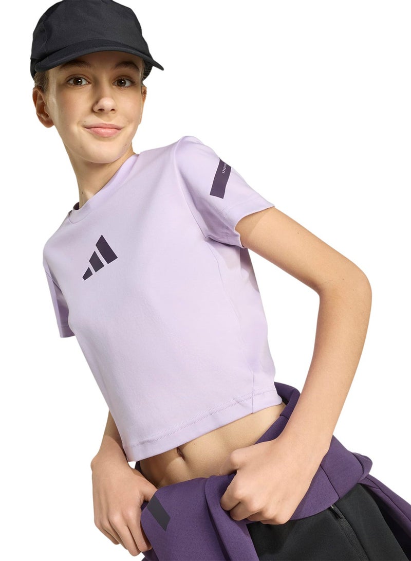 Adidas Youth Z.N.E. Fitted Cropped T-Shirt - Image 4