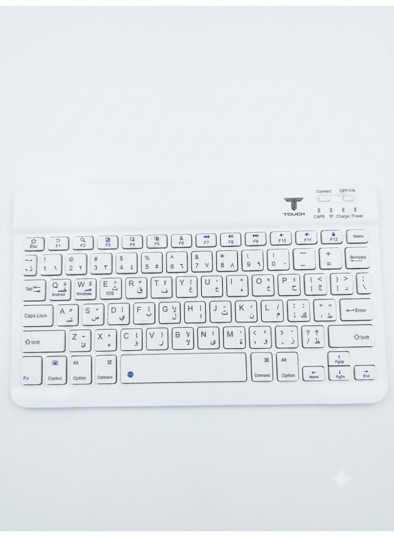 تاتش لوحة مفاتيح بلوتوث لاسلكية صغيرة QS-1010 لأجهزة أندرويد و iOS - أبيض - Image 1