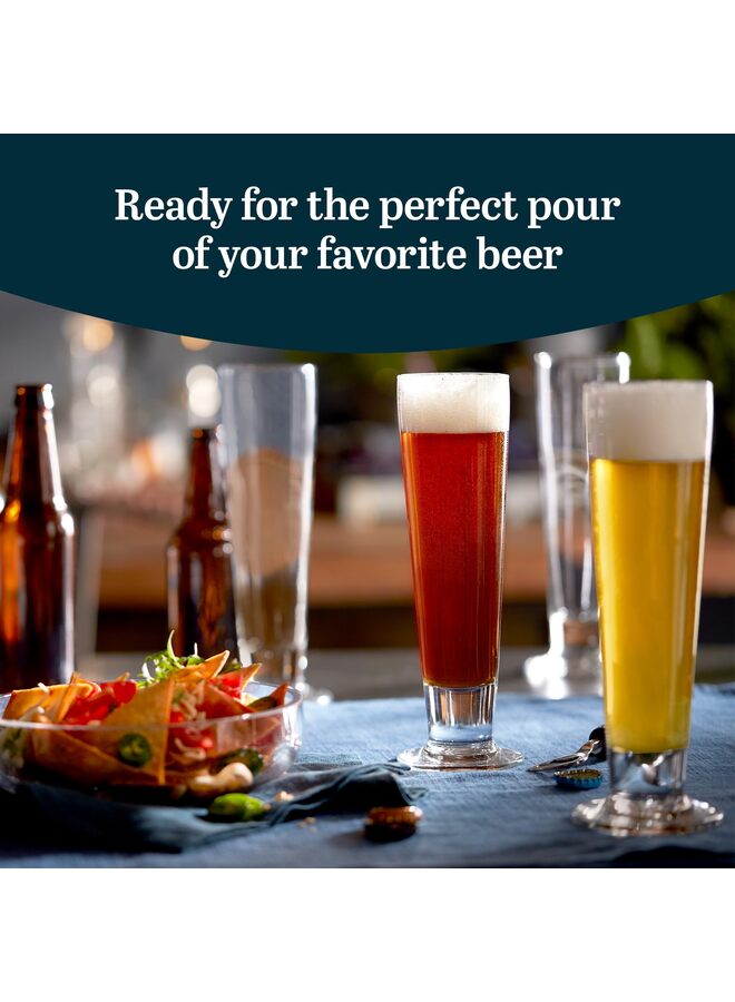 يُسلِّم مجموعة أكواب البيرة الطويلة من Entertaining Essentials - مجموعة أكواب بيرة أنيقة من 6 أكواب، سعة 14.5 أونصة، مجموعة هدايا بيرة فريدة من نوعها - Image 4