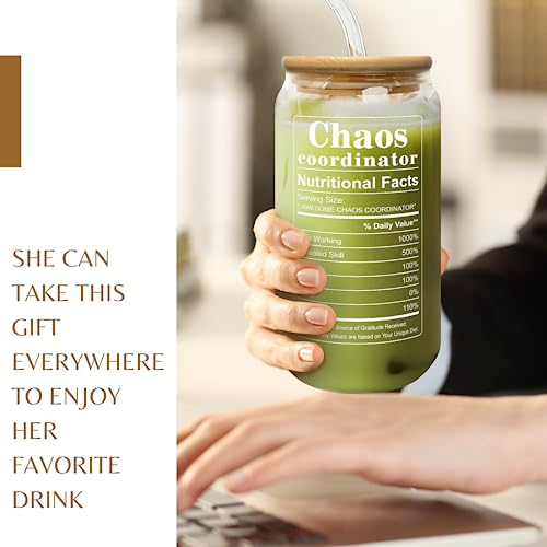 TEEBIM Thank You Gifts for Women, Boss, Coworker, Manager, Office, Teacher, Nurse, Mom - Chaos Coordinator Gifts - Boss Day Gift - Birthday Boss Lady Gift Ideas - 16 Oz Can Glass - Image 5