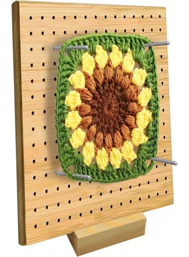 Weaving DIY Tool Crochet Hook Loom Square Weaving Hook Board, Wood Lock Board Crochet Lock Board, Craft Accessories Knitting Board Full Set Kit - Image 1