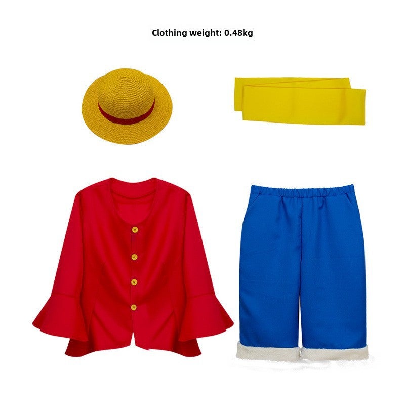 One Piece Luffy Kids Cosplay Costume 2Yr Edition Full Luffy Clothes (suit Hat)