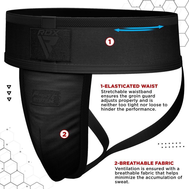 RDX Groin Protector Cup Men, Boxing Kickboxing MMA Muay Thai Sparring Groin Guard, Ventilated Adjustable,Karate Fighting Training, Underwear Jiu Jitsu BJJ Protection, Boys Youth - Image 4