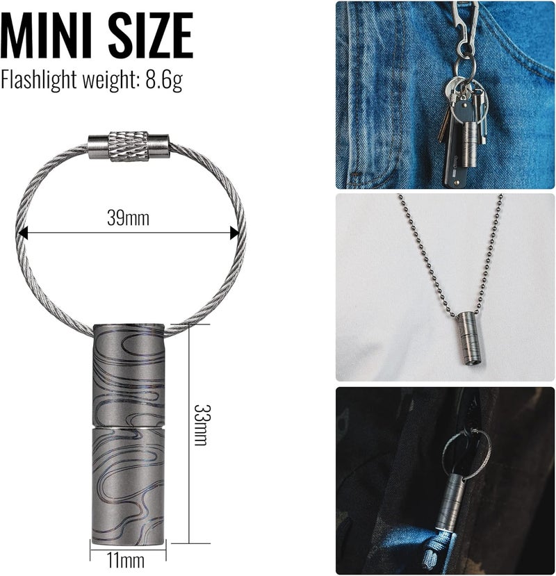 KeyUnity Titanium Mini LED Flashlight Keychain - Waterproof Torch for Camping and Outdoor Activities - Image 3