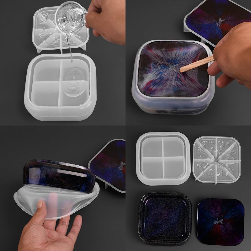Moukiween Large Storage Box Molds with Lid, Resin Jar Mold, Silicone Box Mold for Storage Jewelry Epoxy Casting DIY Crafts - Image 5