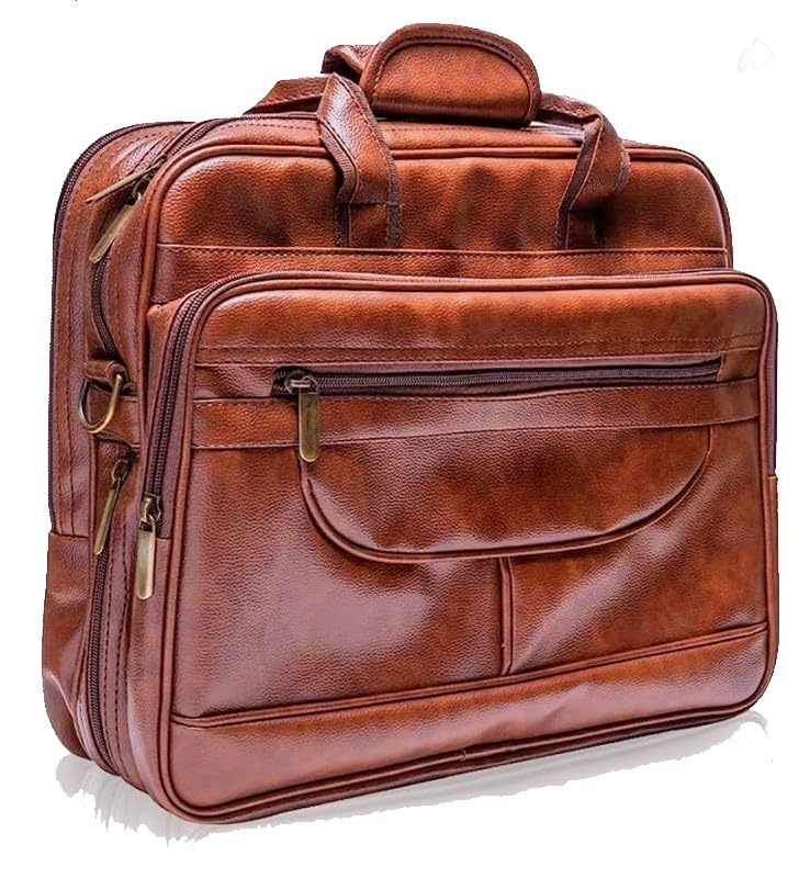 KUKLAR Laptop Bag for Men - Genuine Leather Office Bag, Brown Color - Fits 14/15.6/16 Inch Laptop/MacBook - Expandable, Water Resistant(Brown) - Image 5